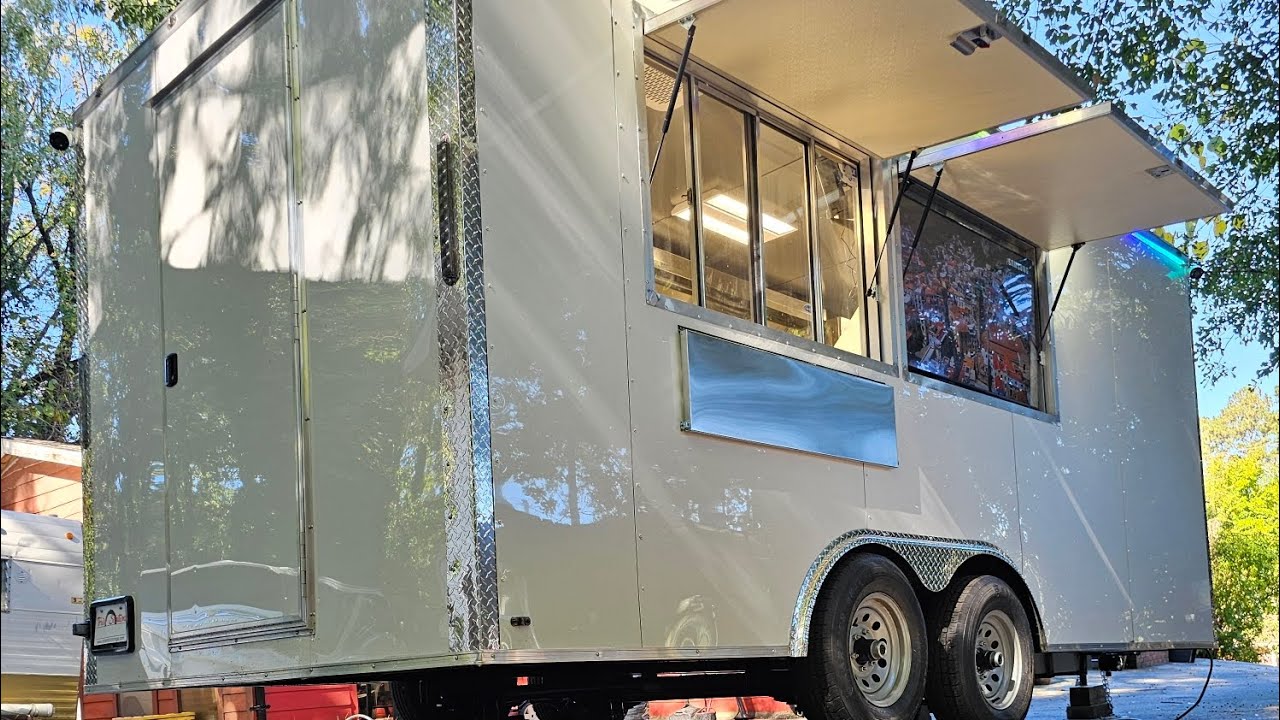 Custom build concession trailer smash burger and dogs 