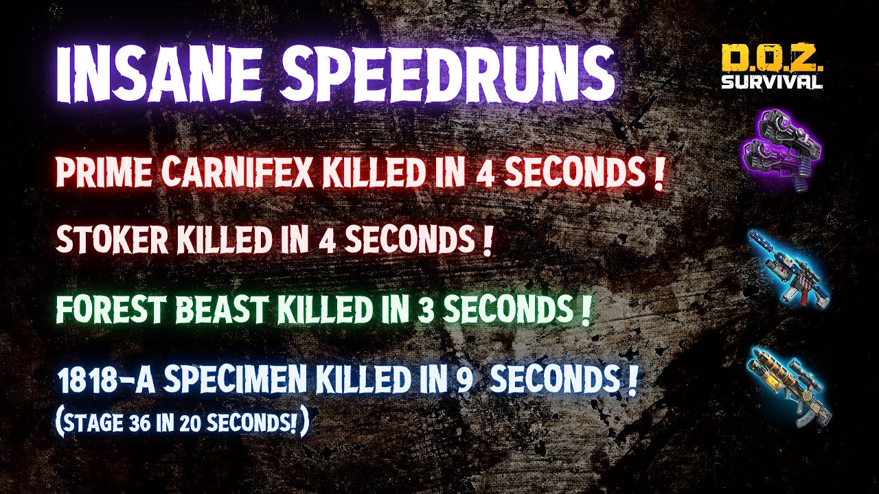 INSANE SPEEDRUNS! ARK STAGE 36 IN 20 SECS! | PRIME CARNIFEX IN 4 SECONDS! - [D.O.Z. Survival]