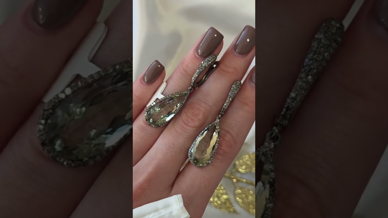 Telegram +79038171153 💎Серьги  Бриллианты 1,26к Празиолит 14,99к цена 36900 ₽ длина  4,5 см