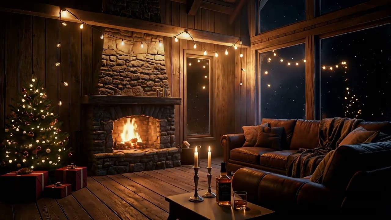 Warm Fireplace Ambience 2025 | Snowy Winter Cabin with Soft Piano & Cozy Night Vibes #6