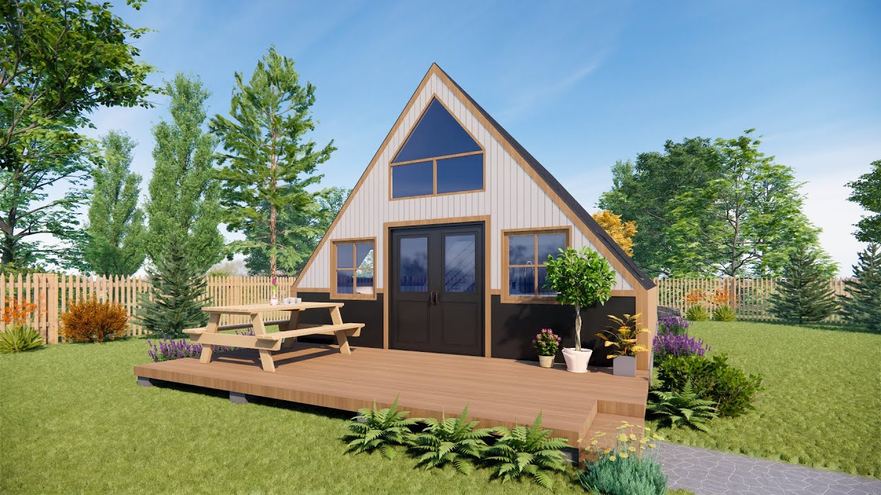 Explore the A-frame Tiny House with Attic