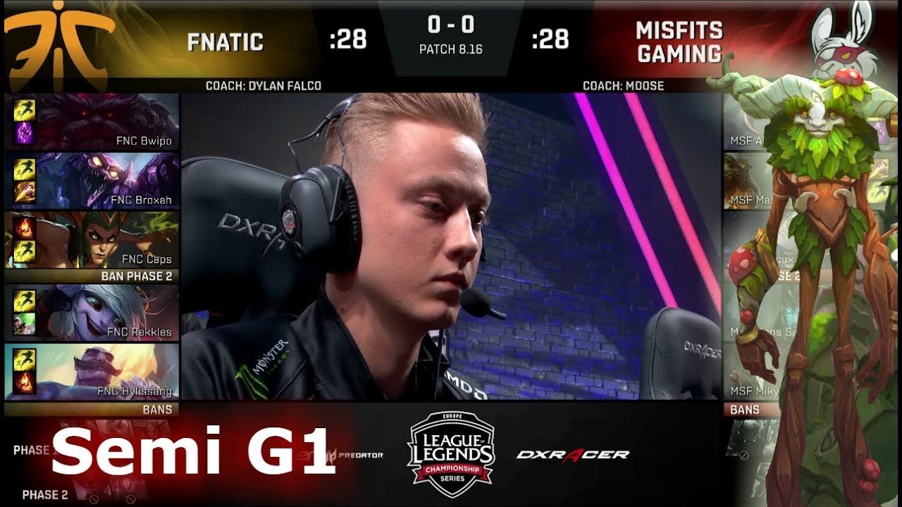 Fnatic vs Misfits | Game 1 Semi Finals S8 EU LCS Summer 2018 | FNC vs MSF G1