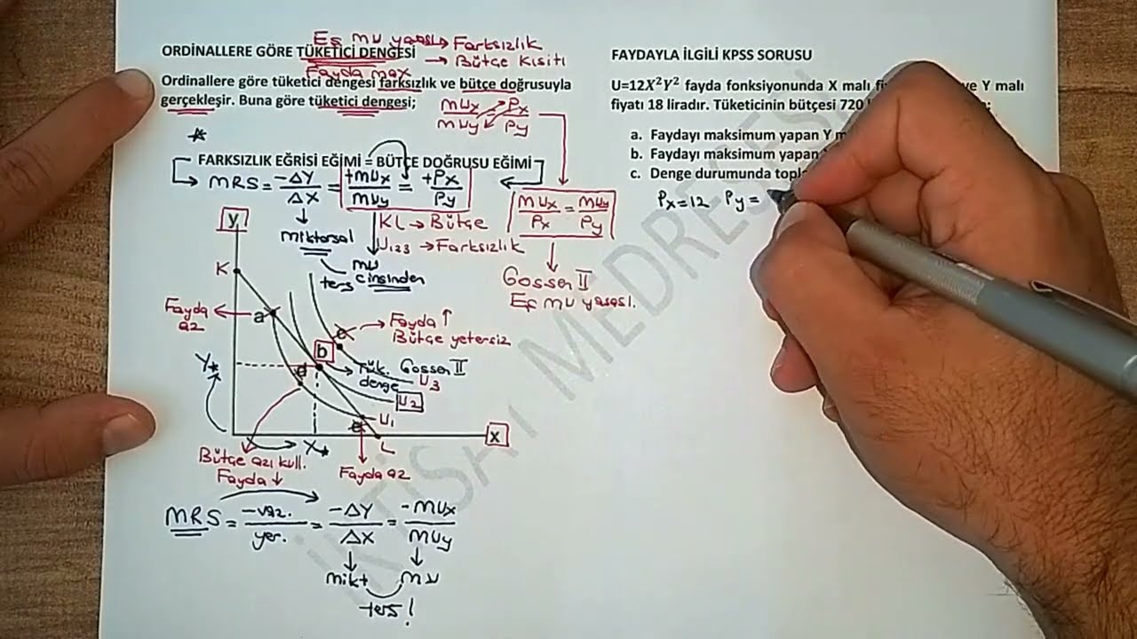 41) ORDİNAL YAKLAŞIMA GÖRE TÜKETİCİ DENGESİ ve SAYISAL SORU ÇÖZÜMÜ