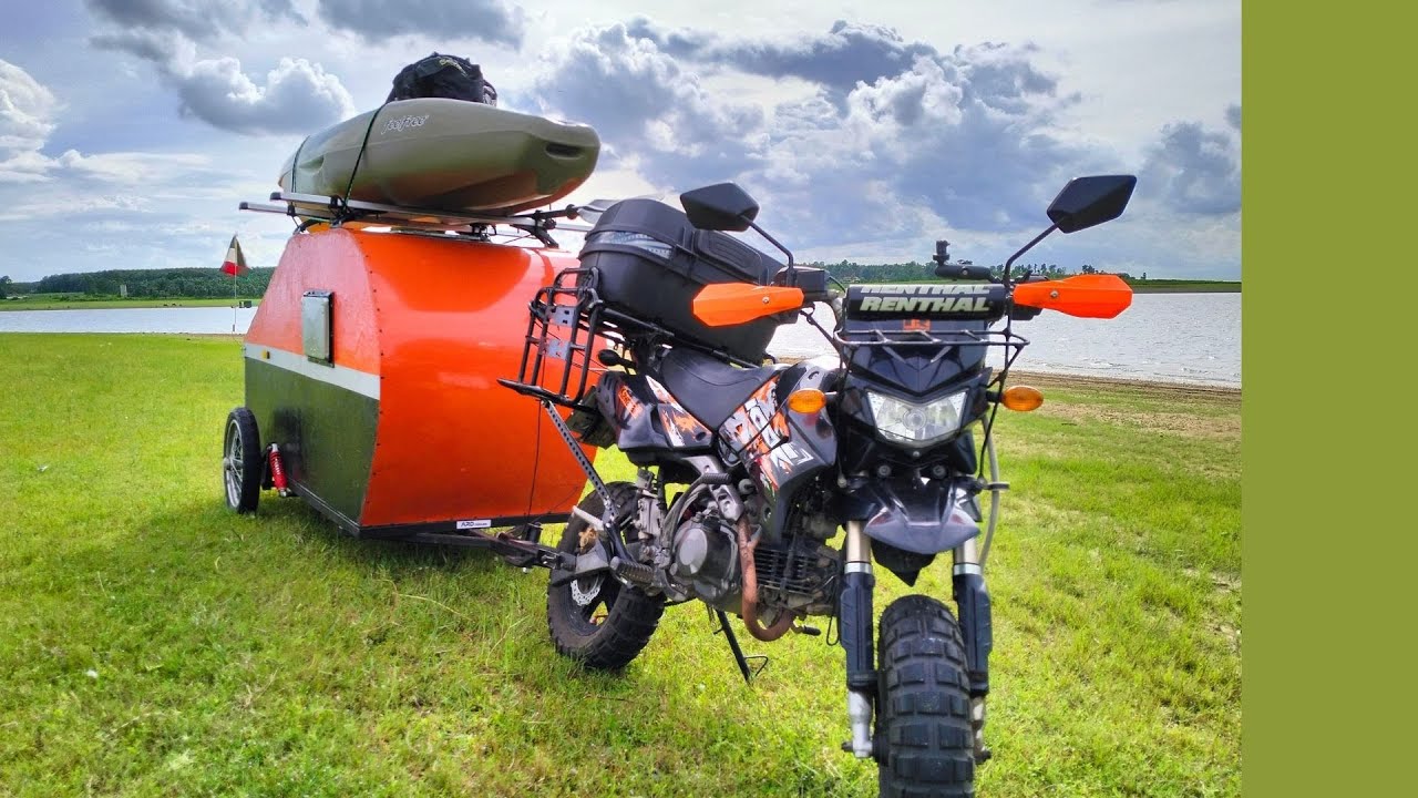 ติดตั้งล้อประคองรถพ่วงนอน Motorcycle Camper Trailer