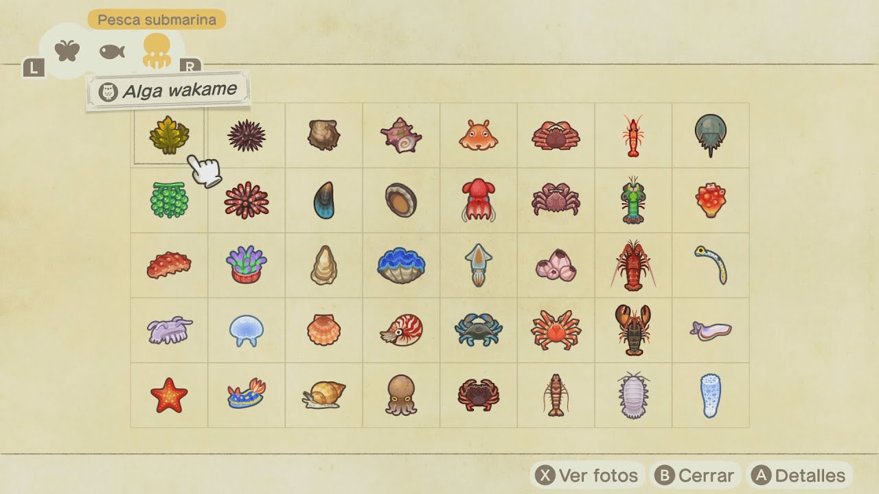 Como conseguir todas las criaturas submarinas Animal Crossing New Horizon