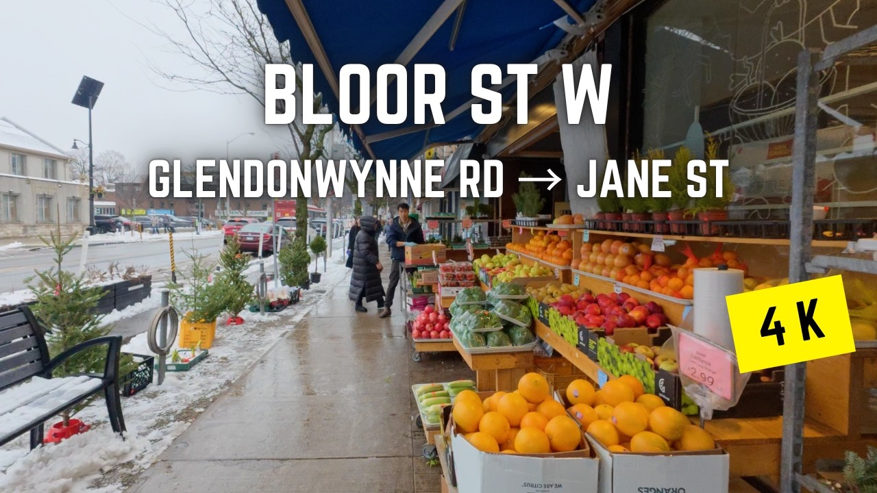 Toronto 🇨🇦 Winter Walk | Bloor St W: Glendonwynne Rd to Jane St (Round Trip), 4K