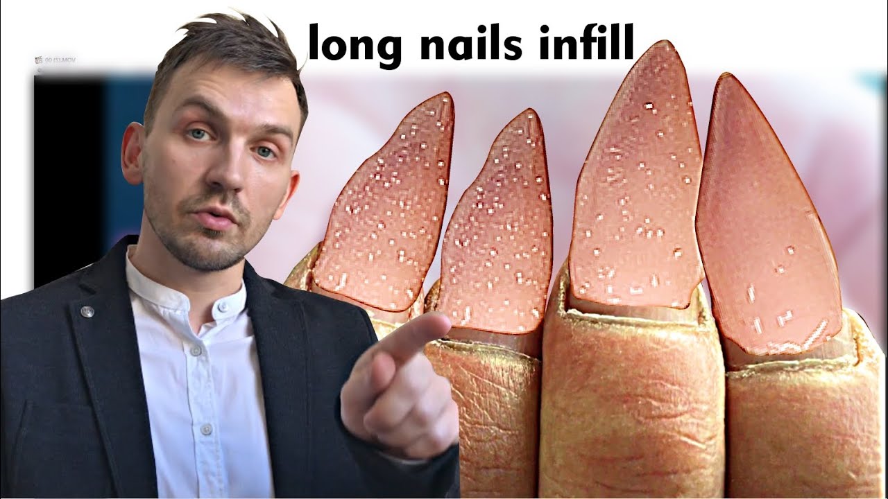 HARD INFILL OF VERY LONG GEL NAILS IN 60 MINUTES BY RUSSIAN SUPER PR) NAIL TECH!