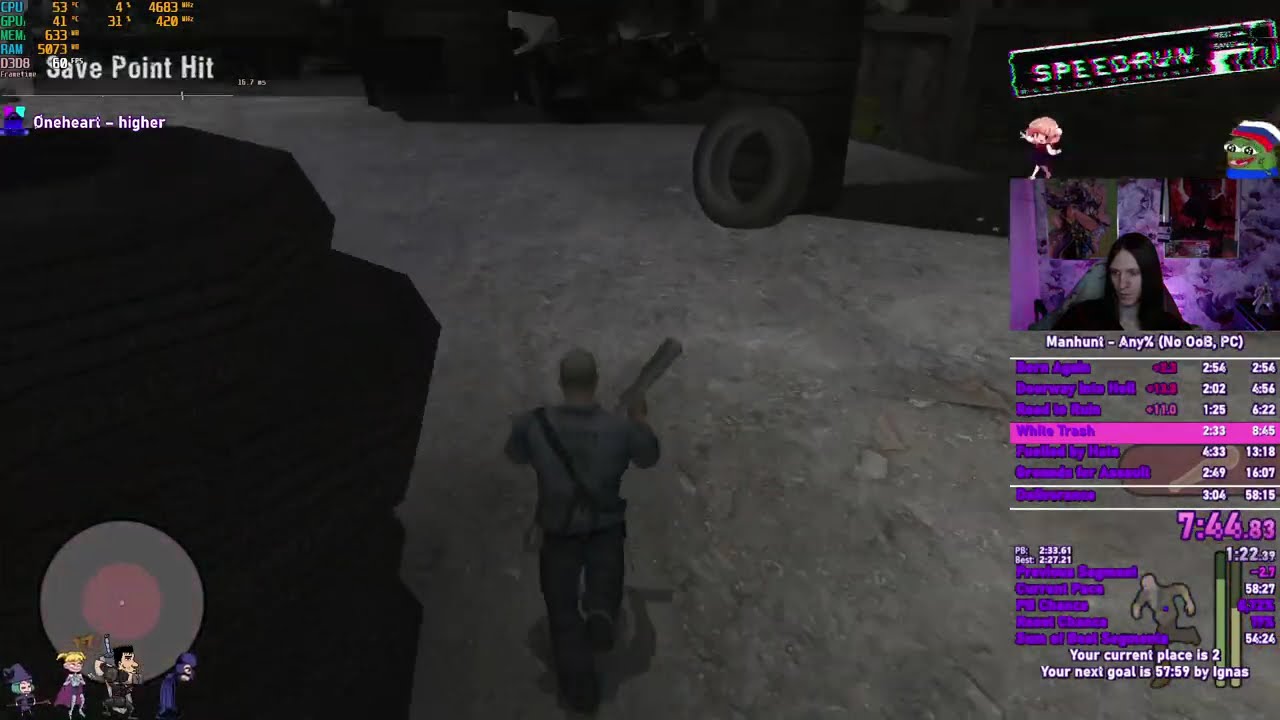 Speedrun Manhunt Any% No OoB PC WR 57:49.17 Самый задокументированный спидран в мире
