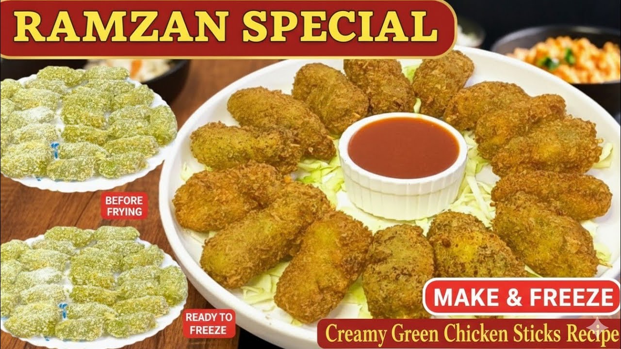  Bina Mehnat Banae Ramadan Iftar Special Recipe  Green creamy Chicken Stick | Make And Freeze 