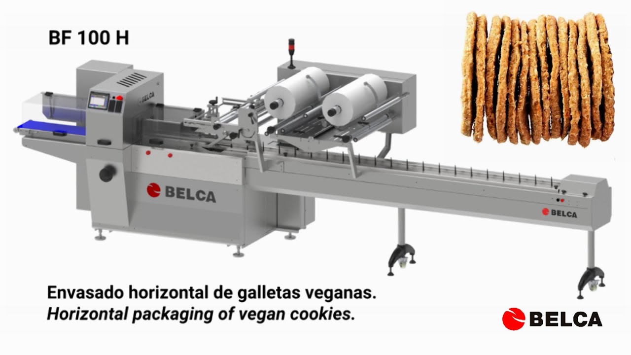 Envasado flow-pack horizontal de galletas con BF 100 H con sistema especial de soporte lateral.