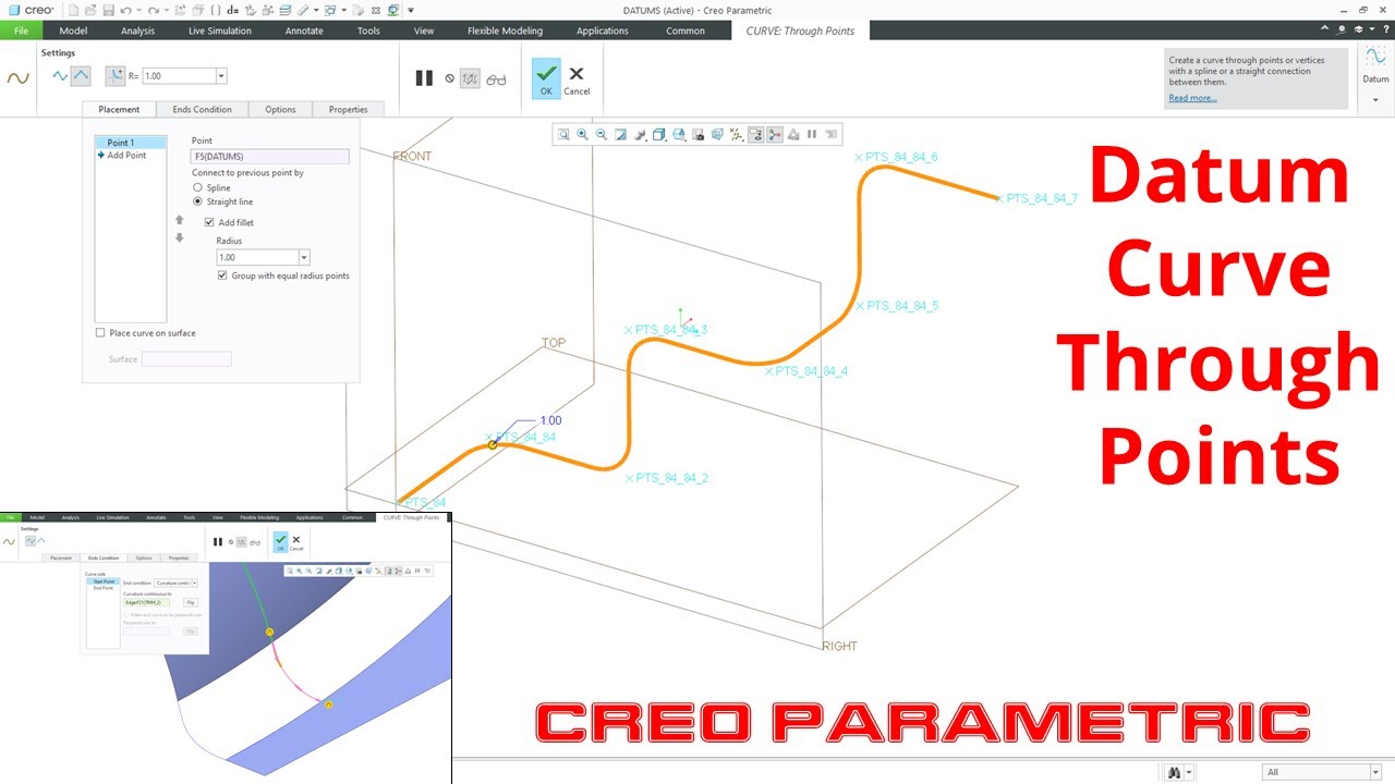 Creo Parametric - Curve Through Points | Datum Features