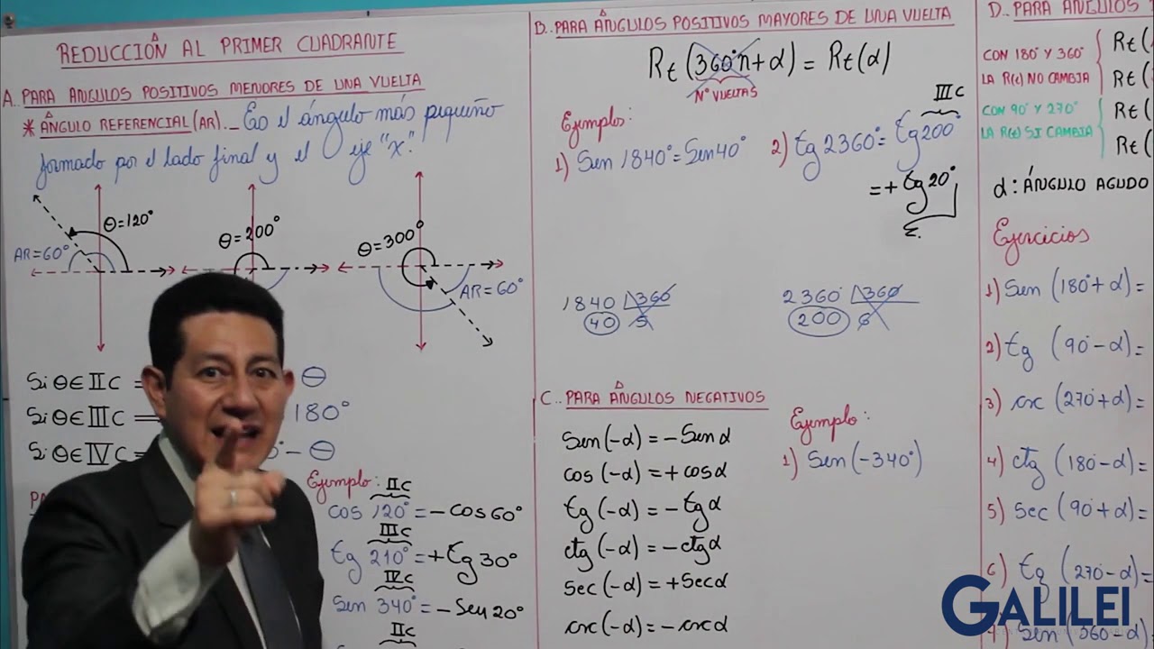 TRIGONOMETRÍA REDUCCION AL PRIMER CUADRANTE