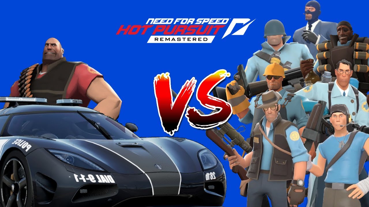 TF2 DUB Need for Fortress hot pursuit remaster. TF2 Operator Red Heavy vs TF2 mercenaries Blue Team.