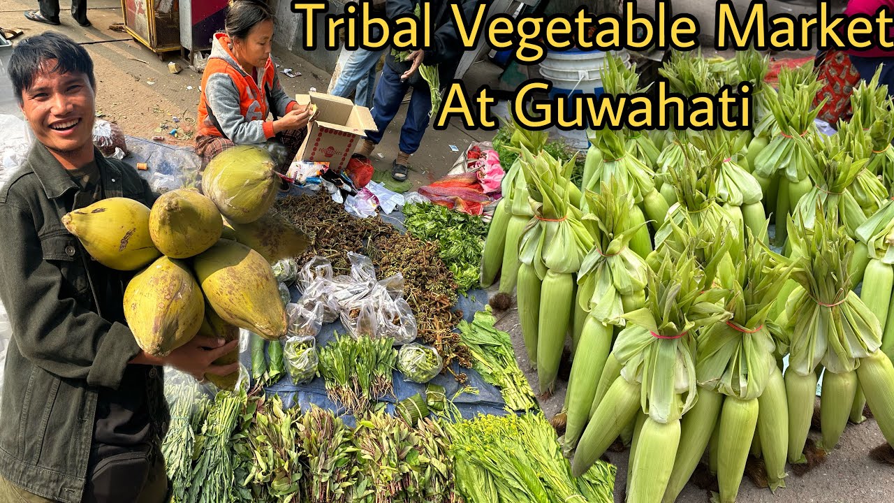 Tribal Vegetable Market At Guwahati || Exotic Wild Vegetables Market || Bought Dub Coconut For Jerry