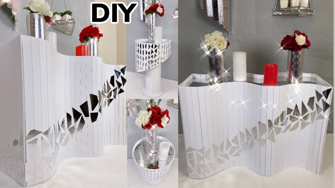 DIY Modern￼ Mosaic Wavy Coffee & Side Tables￼ | Acrylic Mirrors & Containers | Glam Home Decor 2021