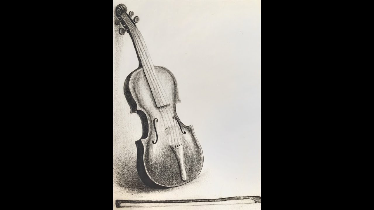 Speed drawing a realistic Violin (Cello) | Timelapse