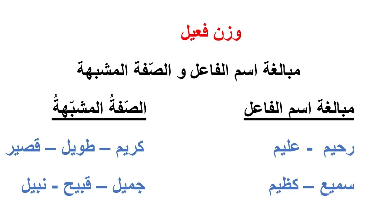 الفرق بين مبالغة اسم الفاعل والصفة المشبهة