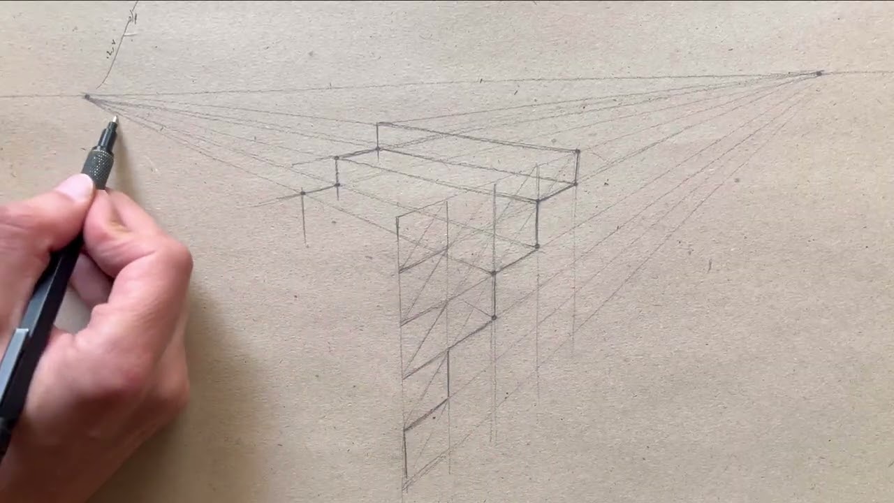 Drawing stairs with two vanishing points