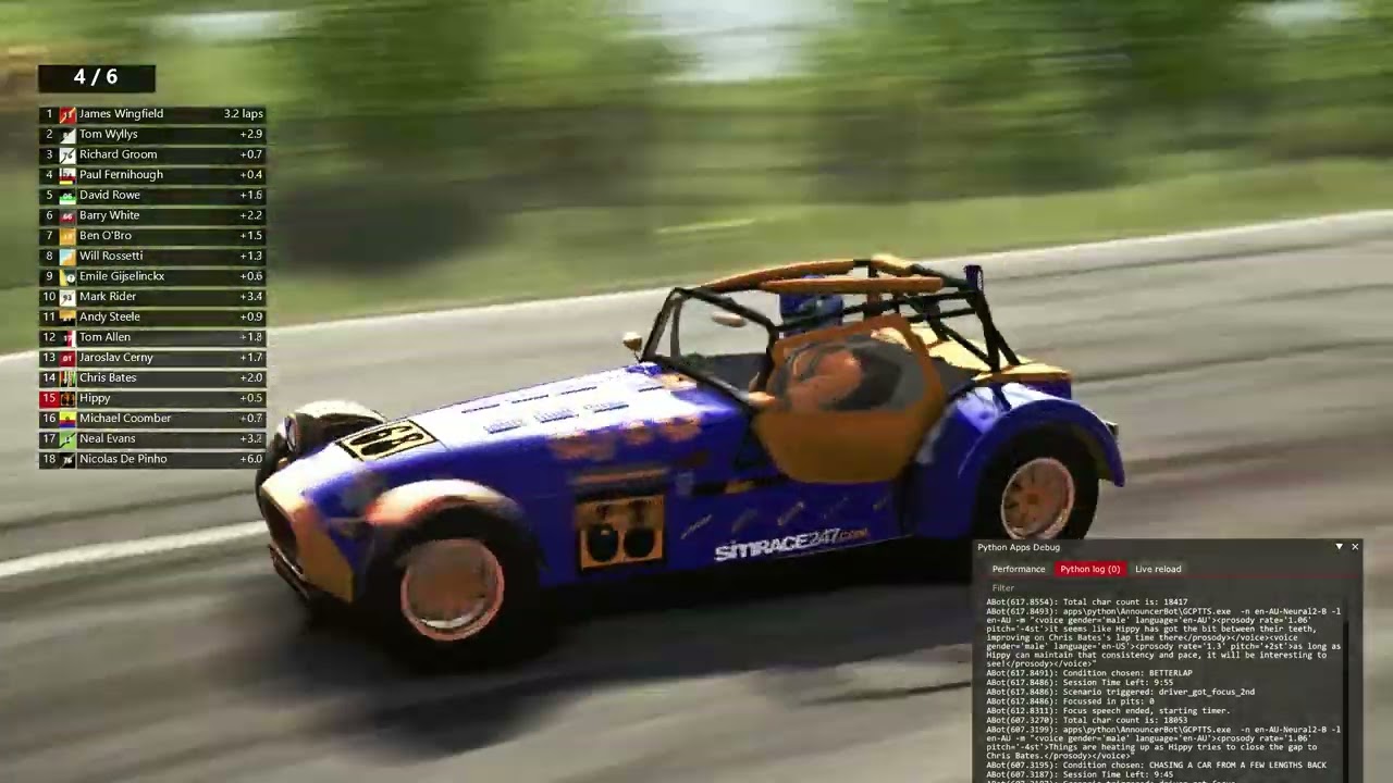 AI Auto race commentary, mod development - phrase test, local ai race - Assetto Corsa