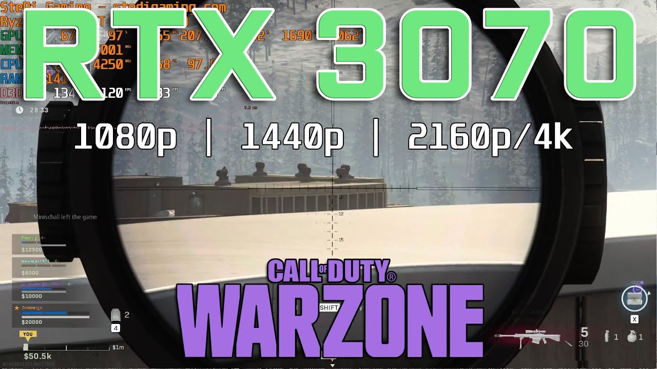 R9 3900XT & RTX 3070 COD Warzone 1080p 1440p 4k High Settings Test