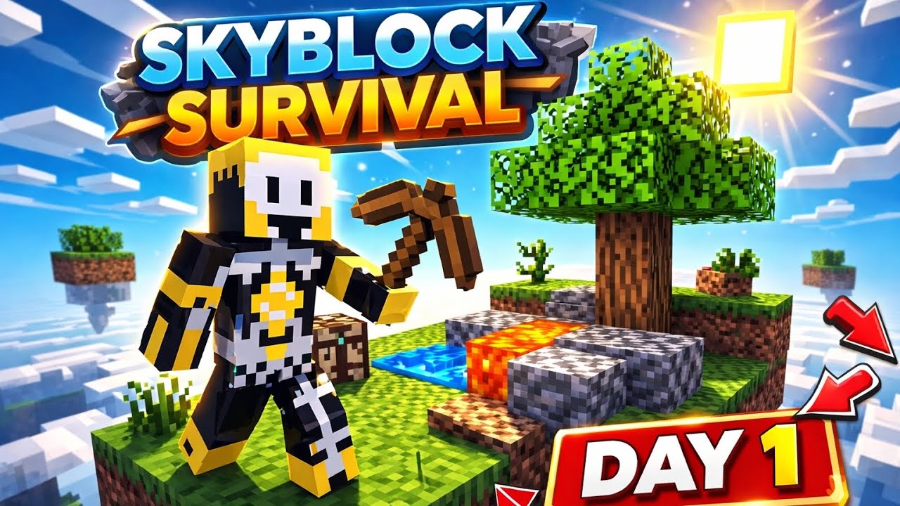 Skyblock survival Day 1 (Minecraft PE)