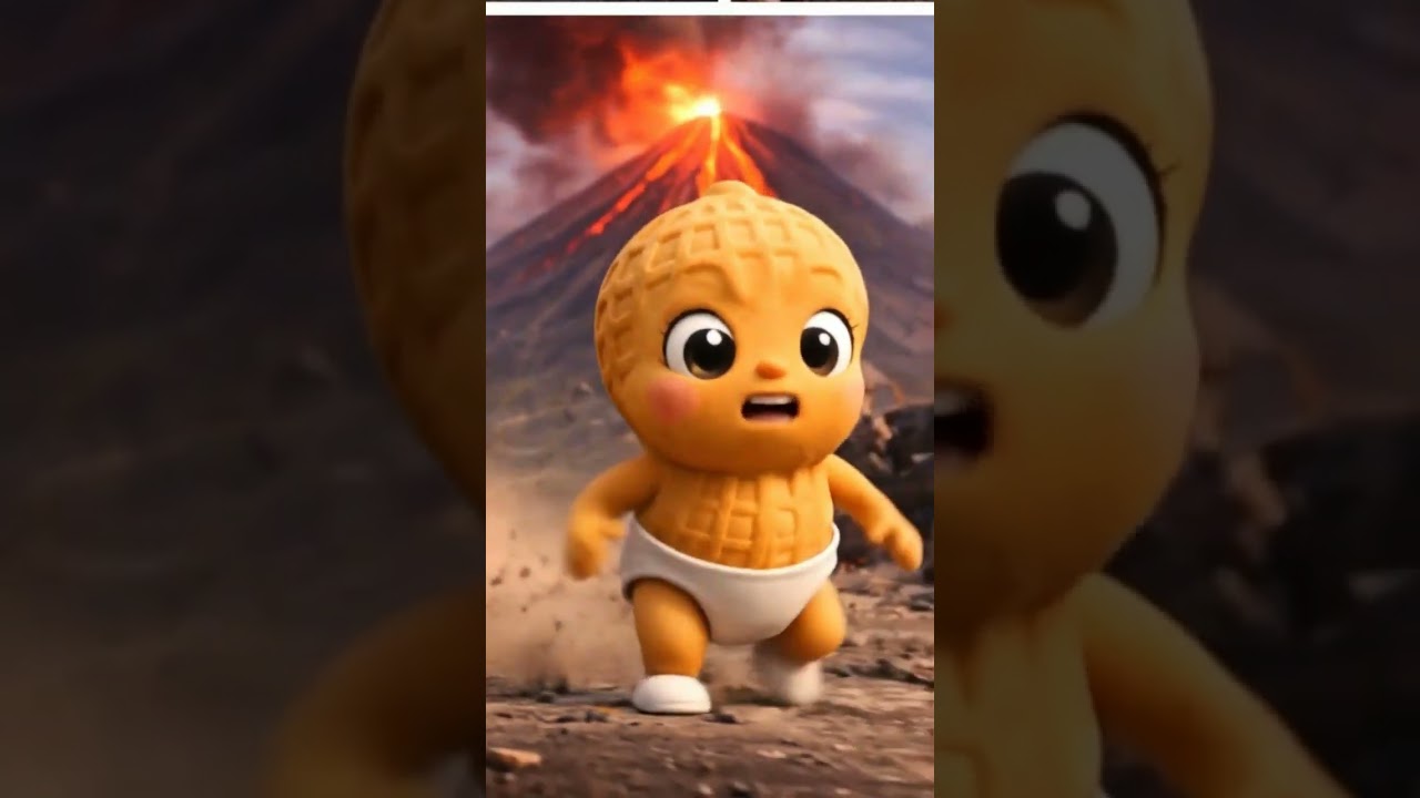 babypeanut running fast to get out in volcano island 