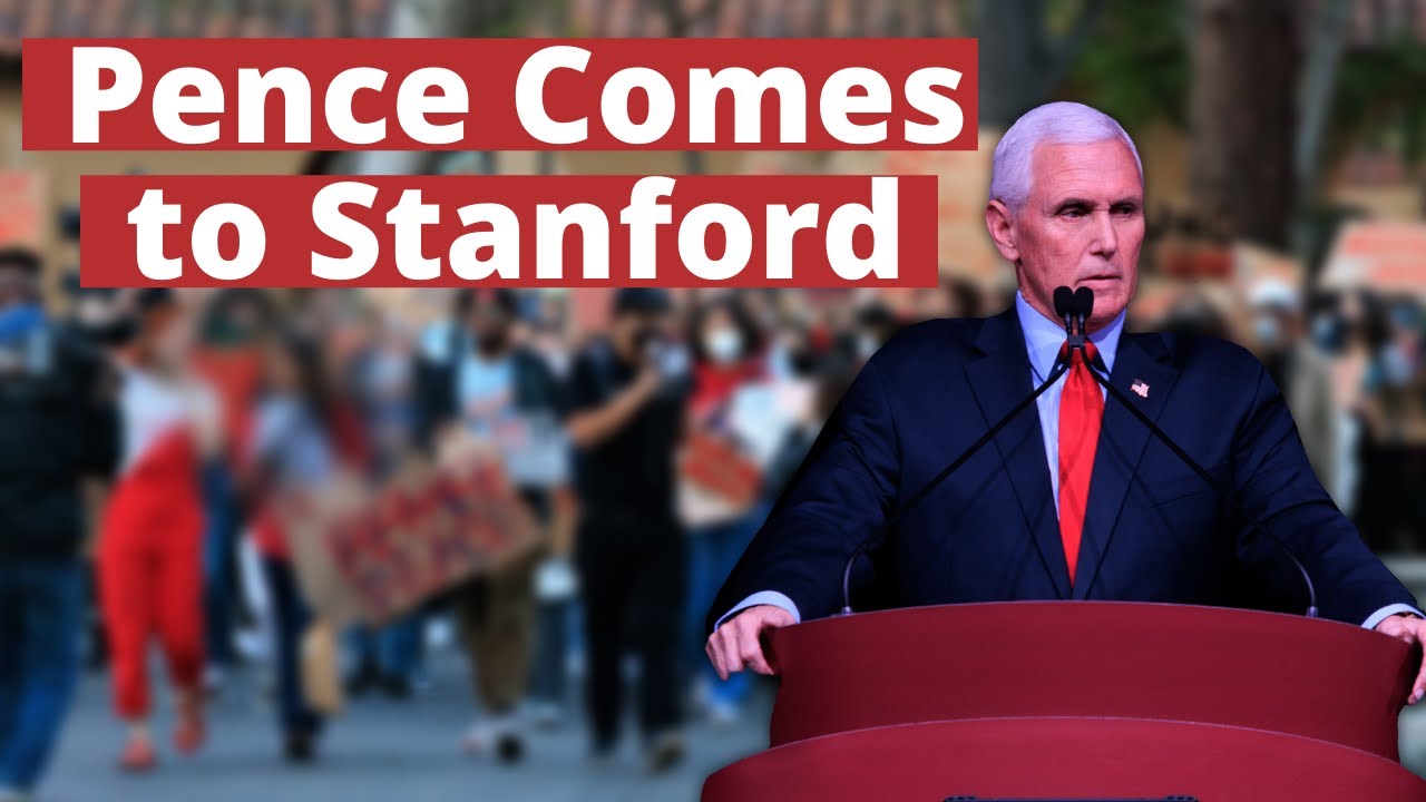 Former VP Mike Pence speaks at Stanford, students protest