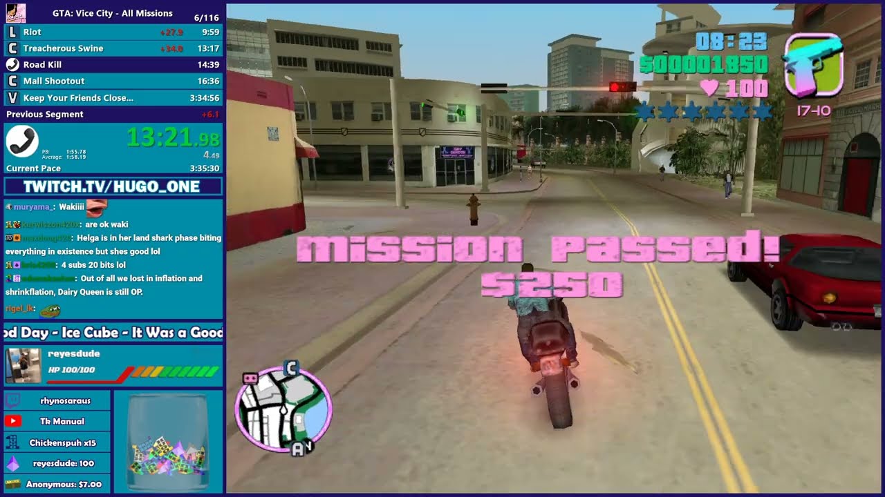 GTA Vice City All Missions Speedrun - Hugo_One Twitch Stream - 4/6/2024
