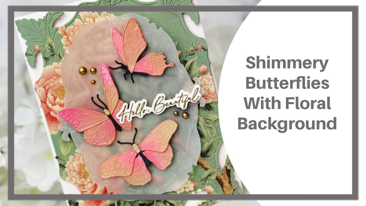 Shimmery Butterflies With Floral Background