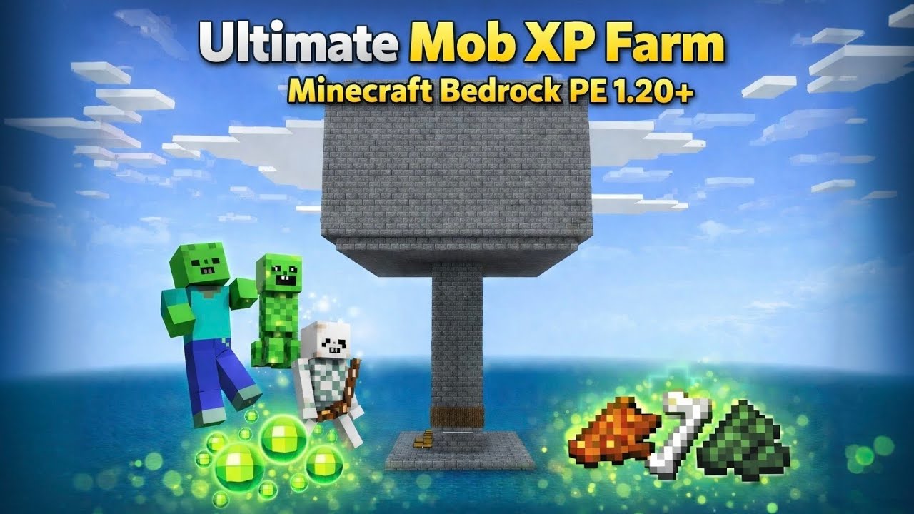 Ultimate Mob XP Farm in Minecraft Bedrock / PE 1.20+ (Easy Tutorial)