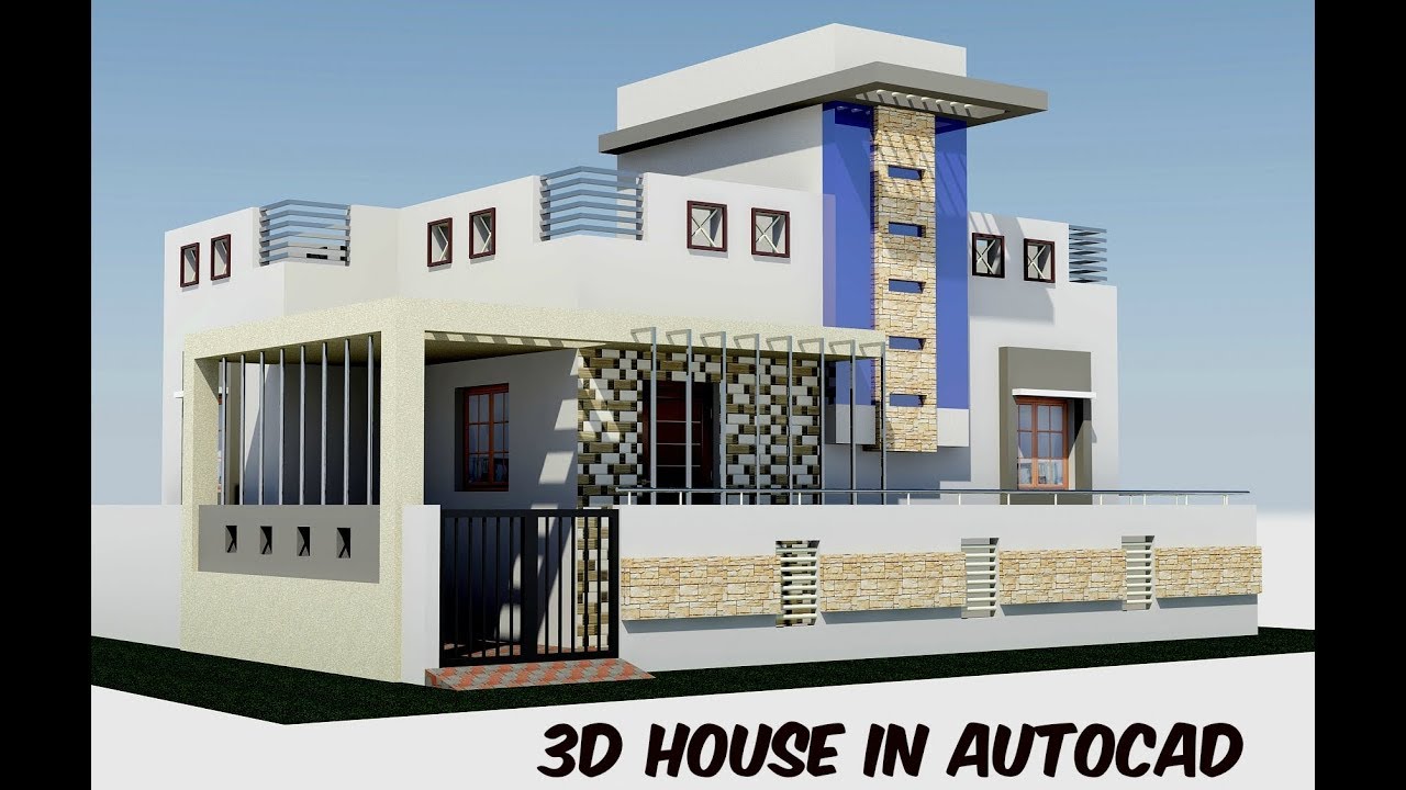Ground Floor 3D House Modelling in autocad