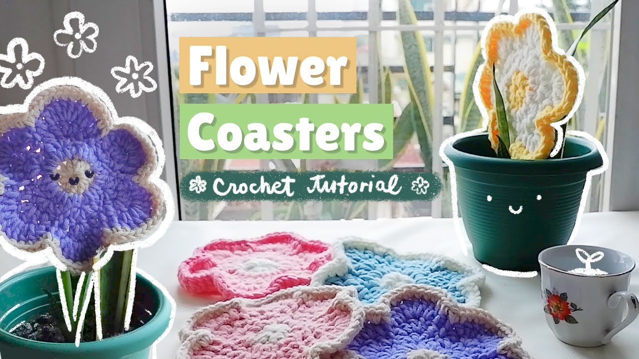 Подставки для стаканчиков, связанные крючком Flower Power — краткое руководство по вязанию крючко...