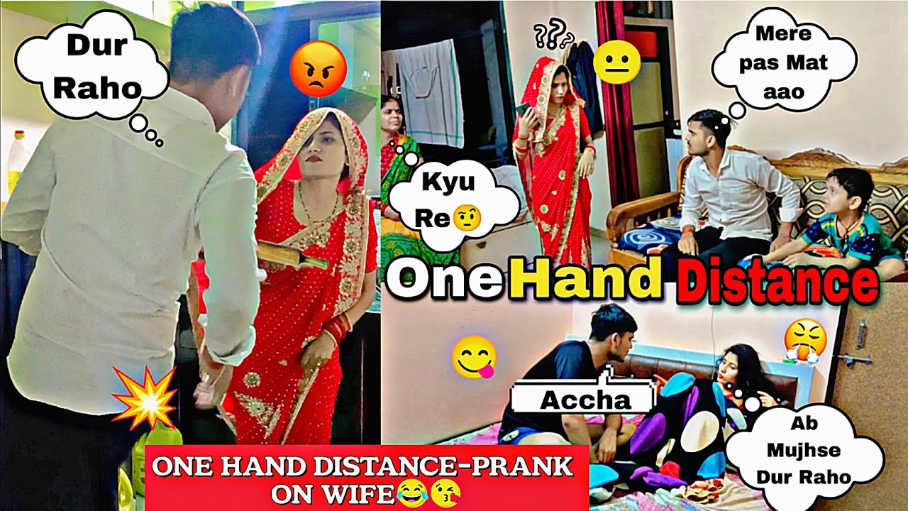 One Hand Distance Prank on Wife Front Of Family || #prank #indian Wife || SakshiBabaOfficial