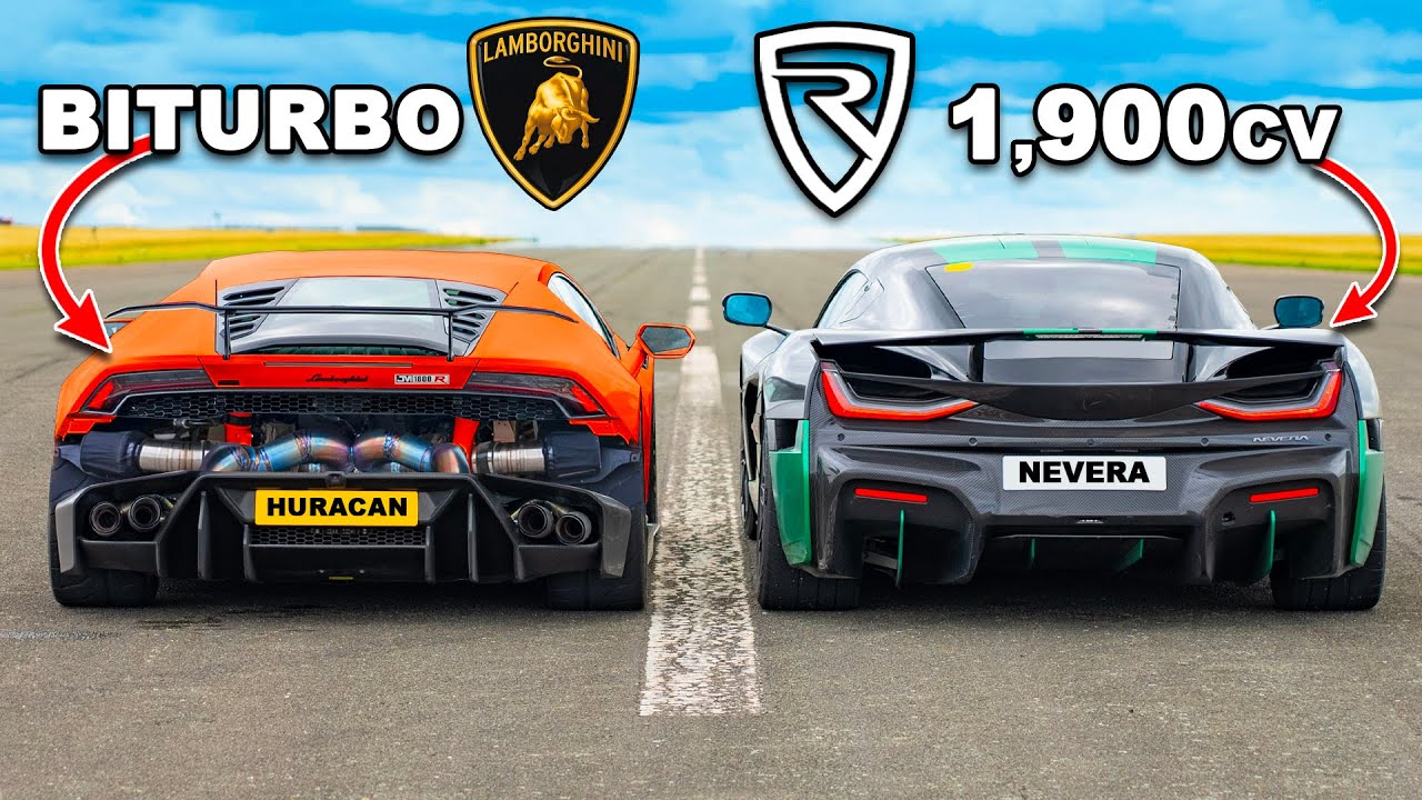 Lambo Huracan da 1.800 cv contro Rimac Nevera: DRAG RACE