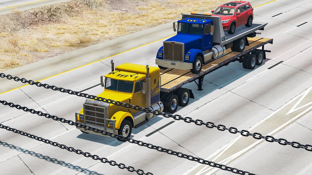 Cars vs Triple Chain #2 😱 BeamNG.Drive