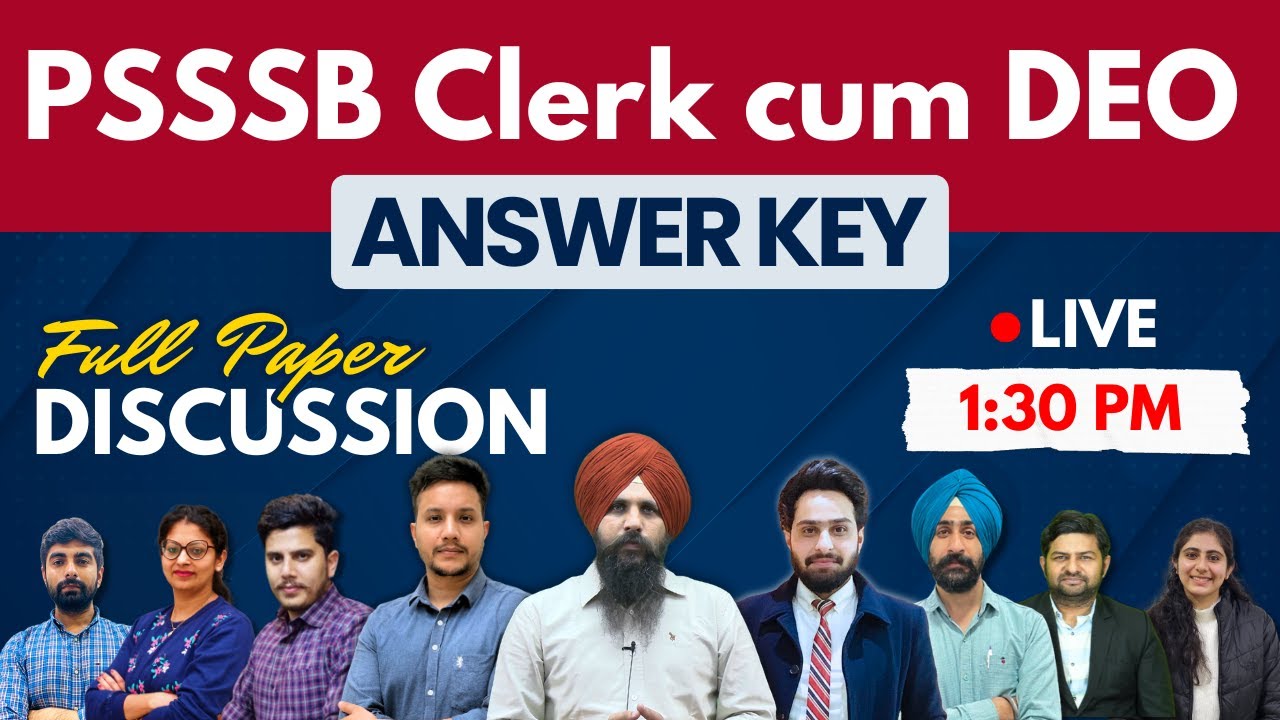ANSWER KEY | PSSSB Clerk cum DEO 2024 | Full Paper Discussion | Success Tree Punjab