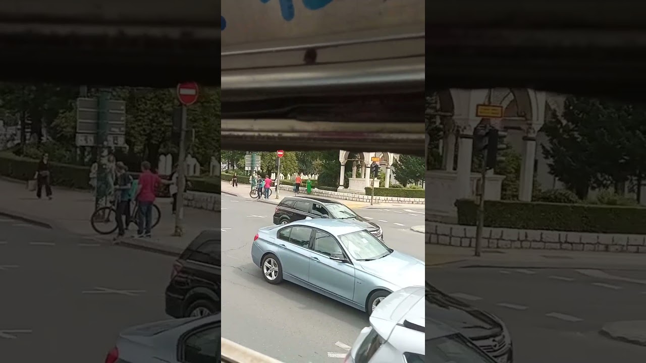 riding tram trough Sarajevo streets Huge traffic