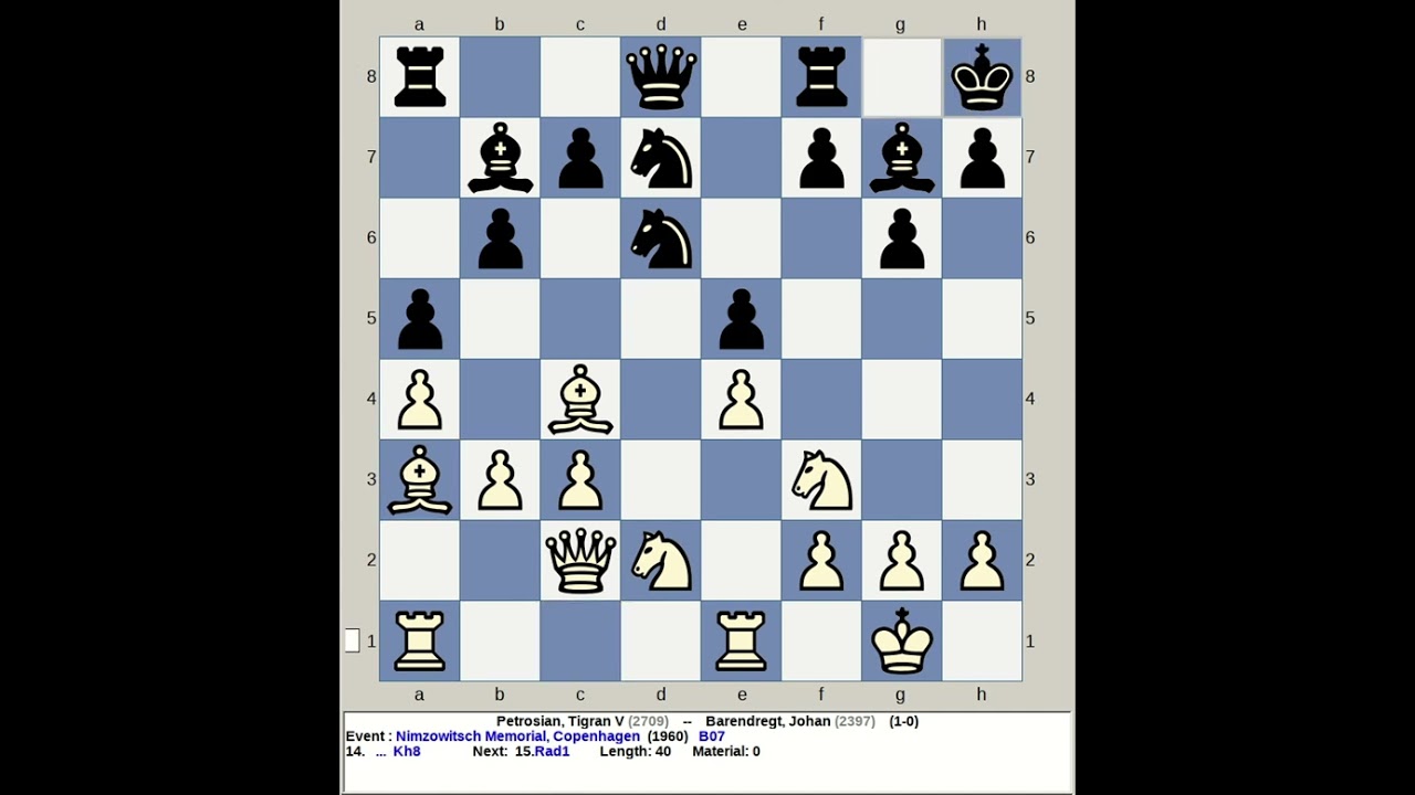 Petrosian, Tigran V vs Barendregt, Johan | Nimzowitsch Memorial Chess 1960, Copenhagen Denmark