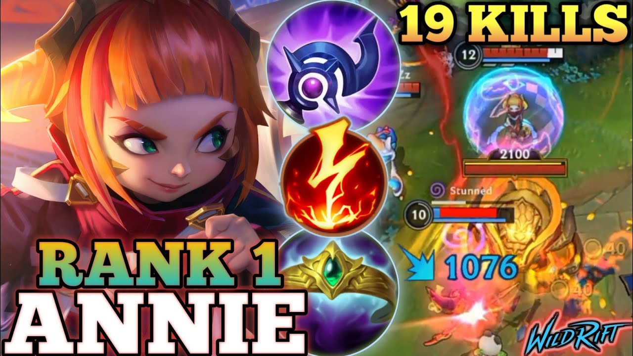 ANNIE 19 KILLS MVP PLAY! OP KILLING MACHINE BUILD - TOP 1 GLOBAL ANNIE BY GOW mid gods - WILD RIFT