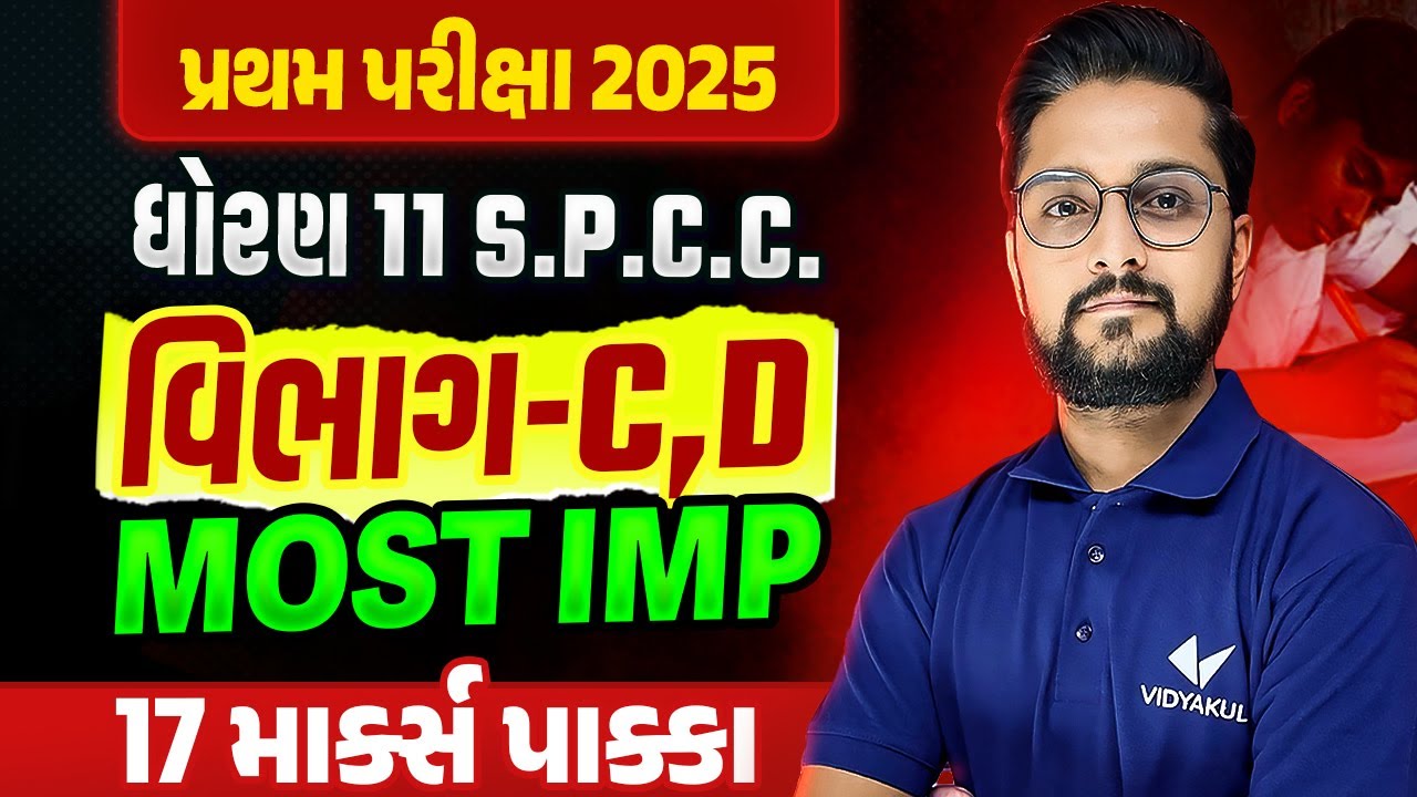Std 11 SPCC Section-C & D MOST IMP Questions ✔️ | પ્રથમ પરીક્ષા 2025🔥| Score Full Marks💯