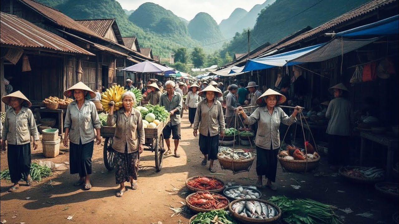 Incredible Vietnam Mountain Market | Locals Selling Fresh Meat, Fish & Vegetables