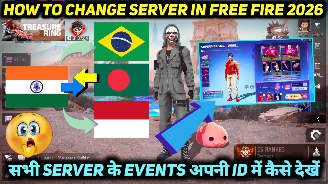 HOW TO CHANGE FREE FIRE SERVER IN 2026| INDONESIA BRASIL BANGLADESH SERVER FREE FIRE ID KAISE BANAYE