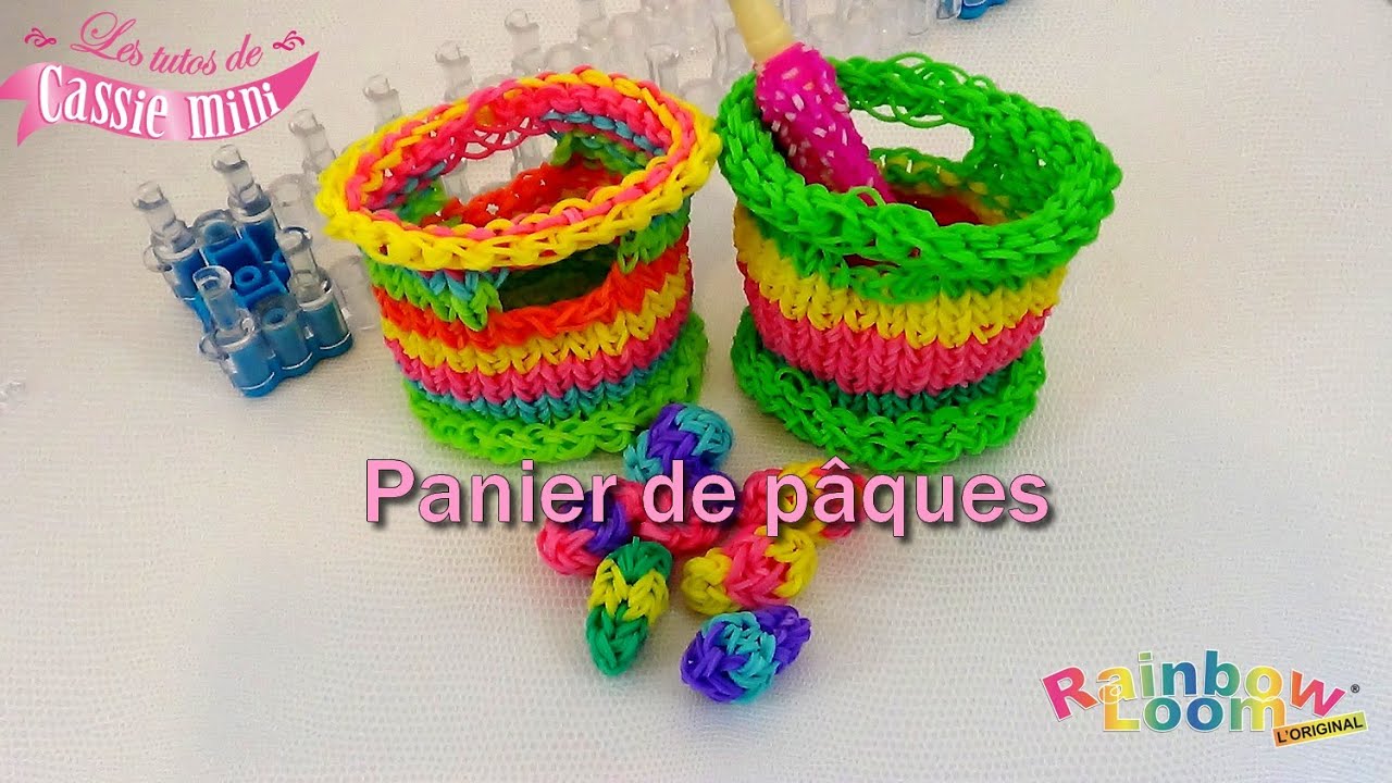 { Tuto } Panier de pâques en élastique rainbow loom