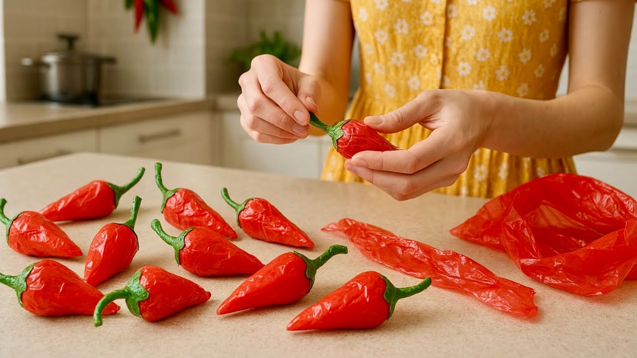 Turning plastic bags into real peppers🌶️ Easy DIY Home Decor