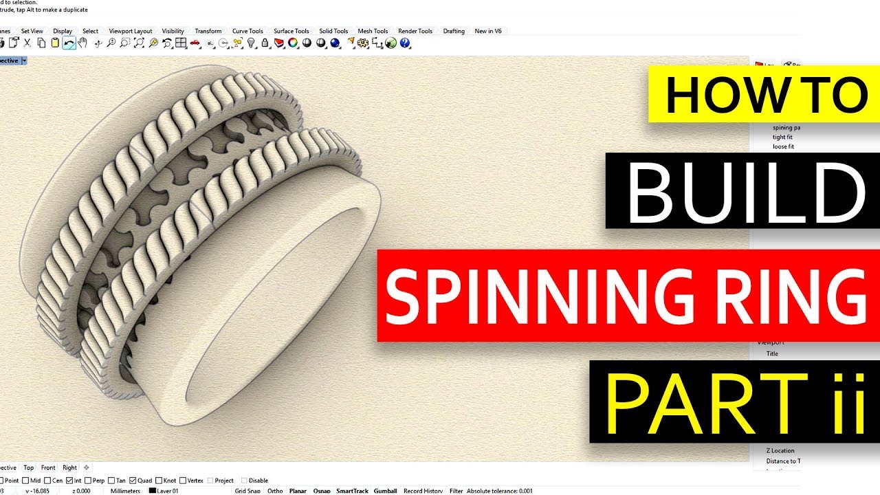 How to Design a Spinning Ring in Rhino 6 (Part II) - Jewelry CAD Design Tutorial #53