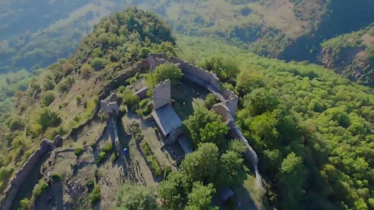 Le Ch&acirc;teau de Lordat vu du ciel