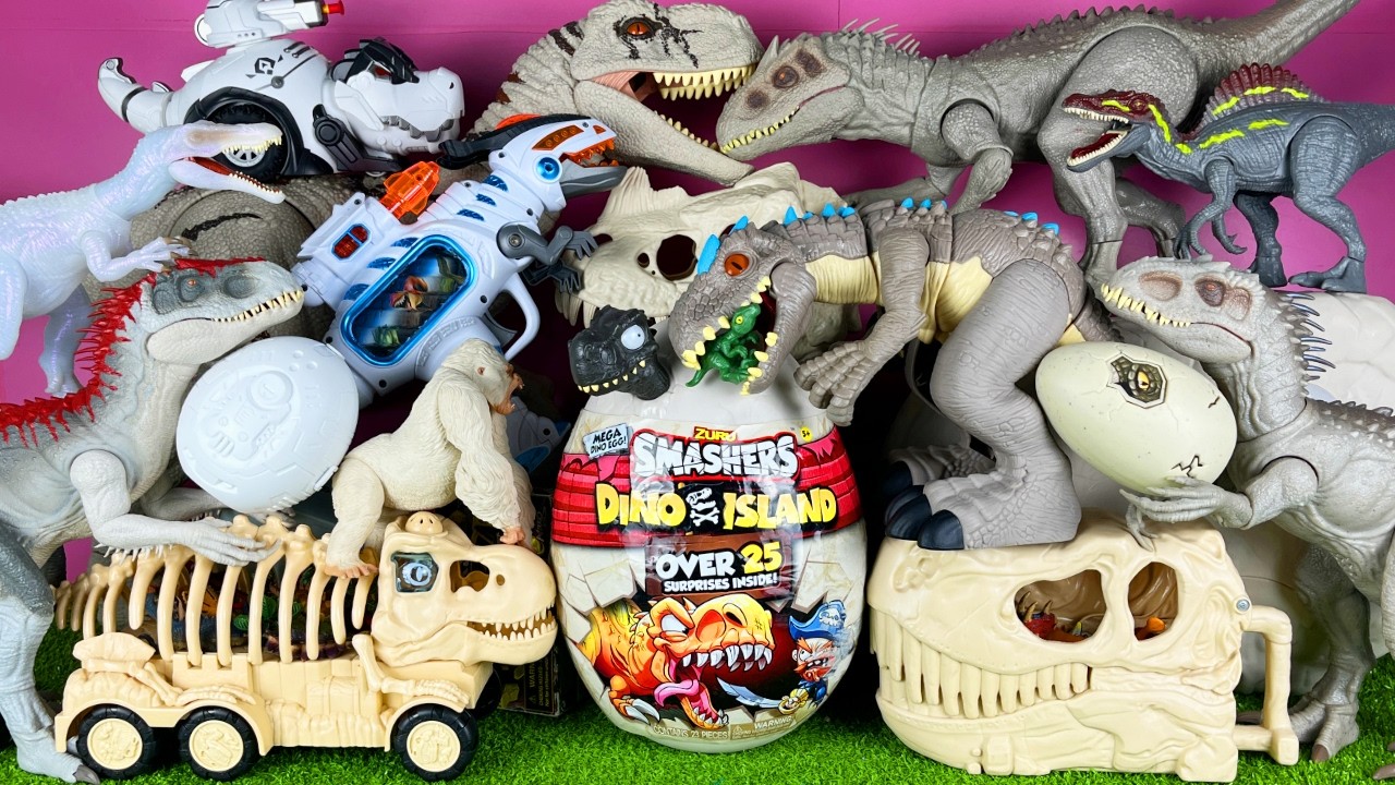 Satisfying ASMR Unboxing Jurassic World Dinosaur T-rex Indominus Rex Giga Baryonyx Zuru Dino Island