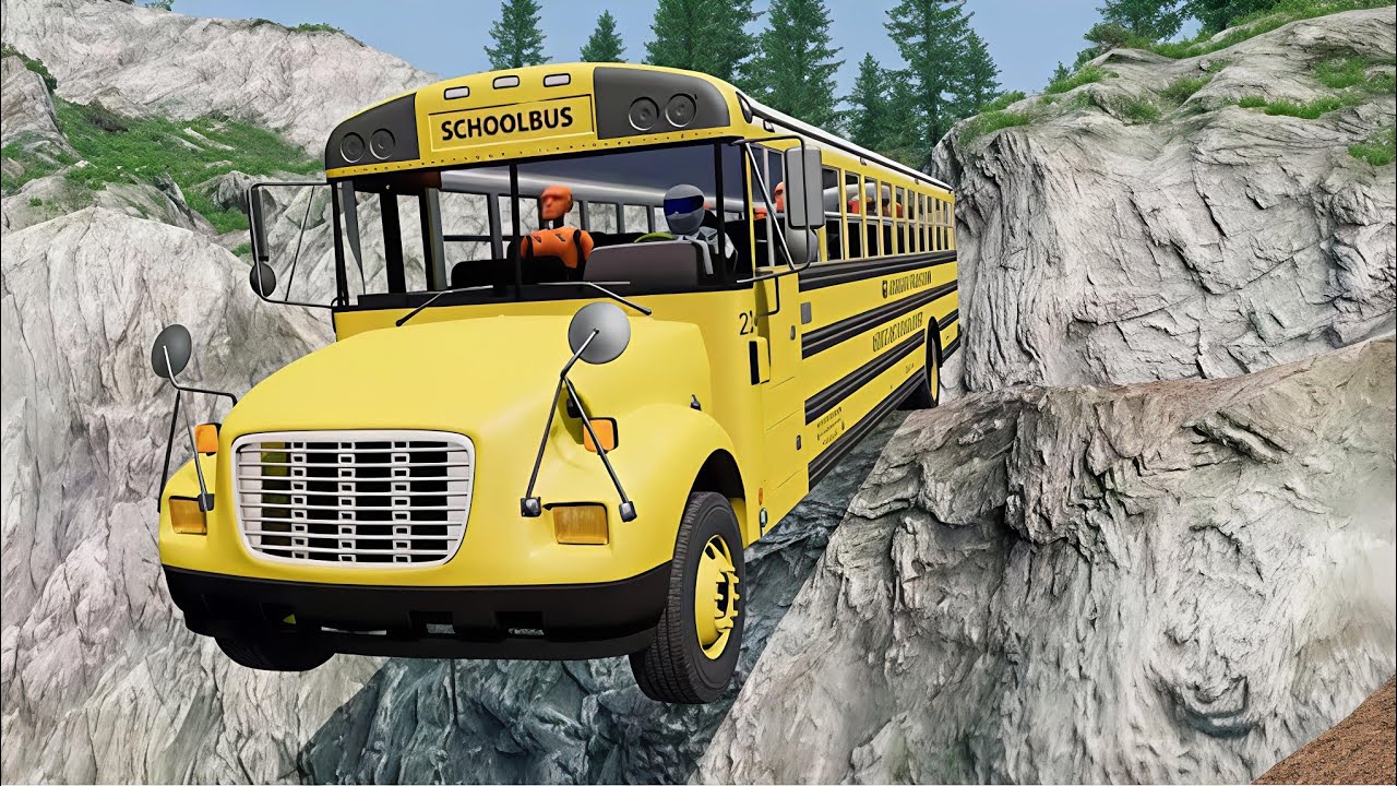 School Bus Vs Dangerous Cliff Roads 😱 BeamNG.drive #12