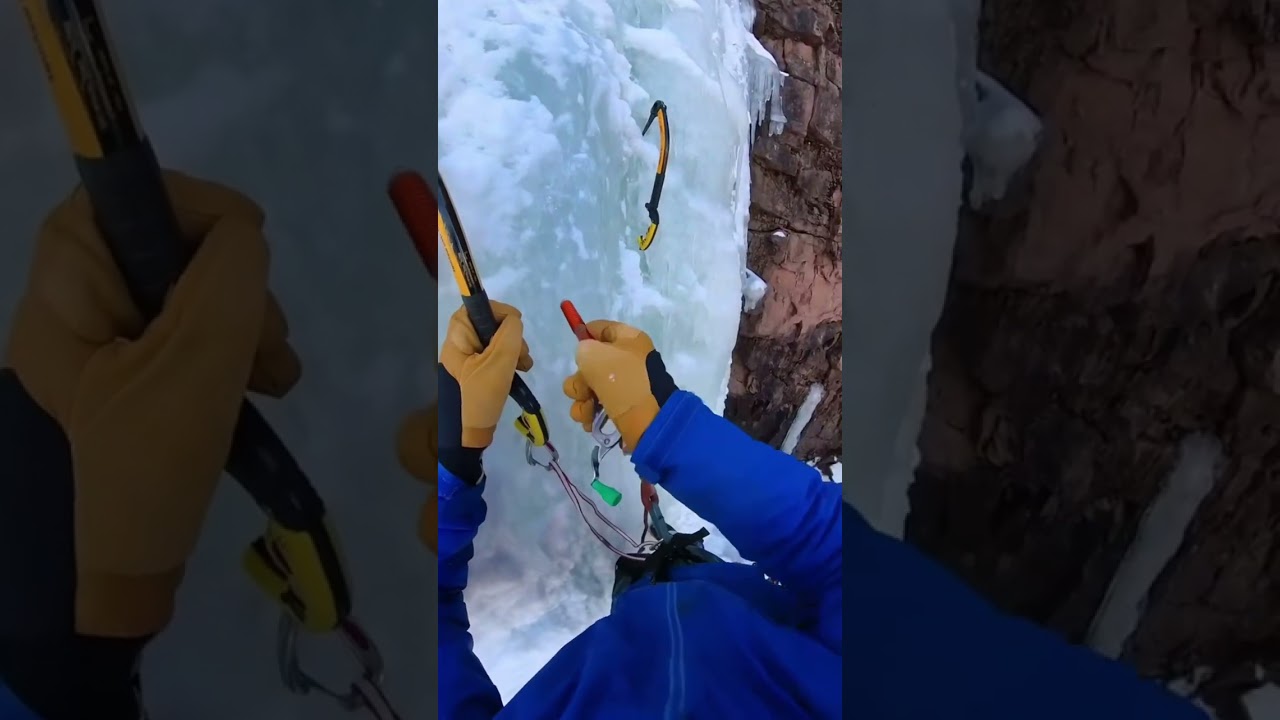 Stuck on a frozen waterfall? Here's how to build an anchor in the ice!