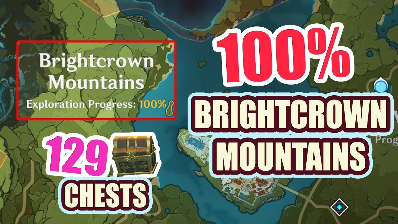 How to: Brightcrown Mountains Canyon 100% Exploration ⭐  ALL CHESTS GUIDE 【 Genshin Impact 】